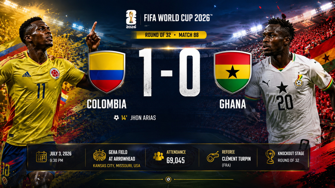 Colombia 1–0 Ghana, GEHA Field at Arrowhead, attendance 69,045, referee Clément Turpin